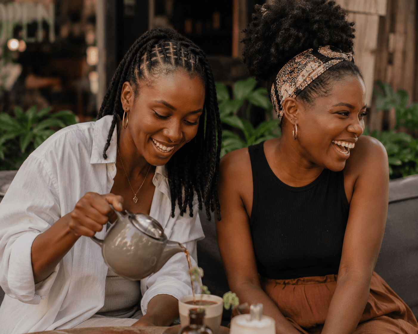 Two women already out together, mid-conversation